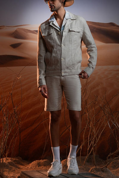 Neutral cuban collar jacket