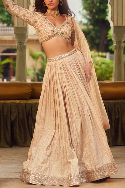 Lashkaraa Nude brocade lehenga set LASJAN25D13300