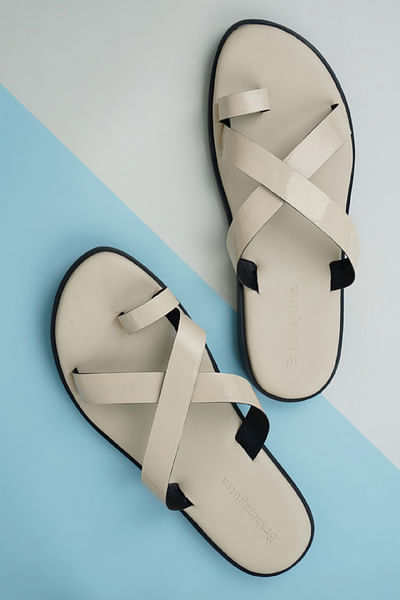 Nude cross sandals