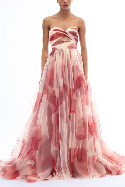 Gauri and Nainika Nude printed criss-cross tube gown GAUJAN25D13219