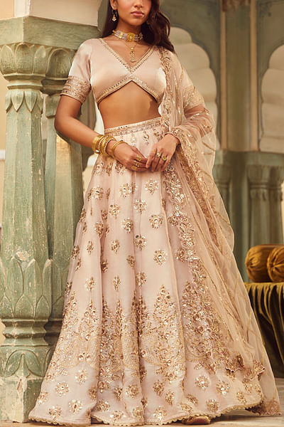 Nude sequin embroidered lehenga set