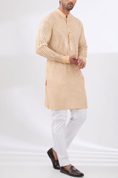 Nude sequin embroidery kurta set