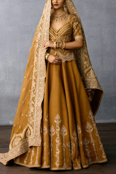 Ochre embroidered lehenga set