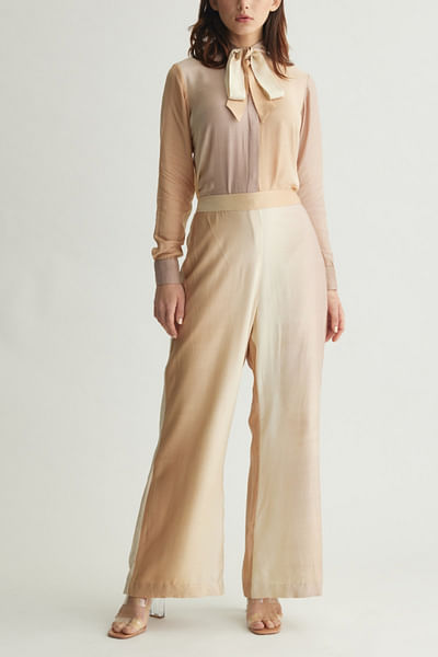 Off-white and beige ombre pants