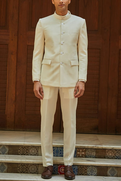 Off-white bandhgala set