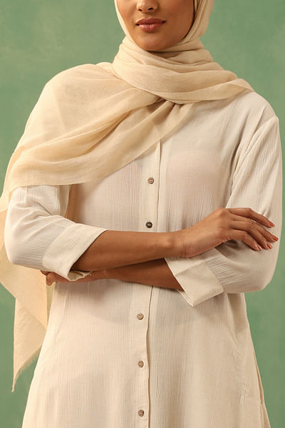 Off-white cashmere wool stole