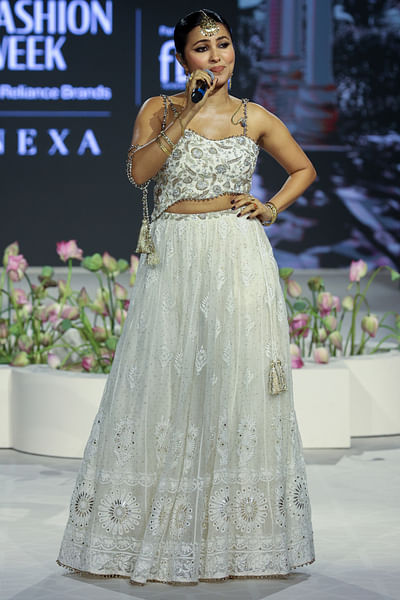 Off-white floral embroidery lehenga sharara set