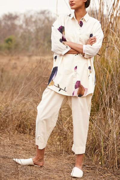 Off white floral print co-ords