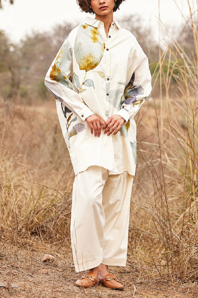 Off white floral printed co-ords