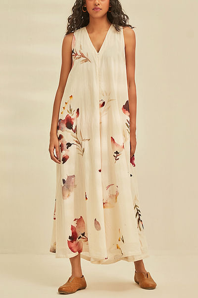 Off white floral printed jumpsuit