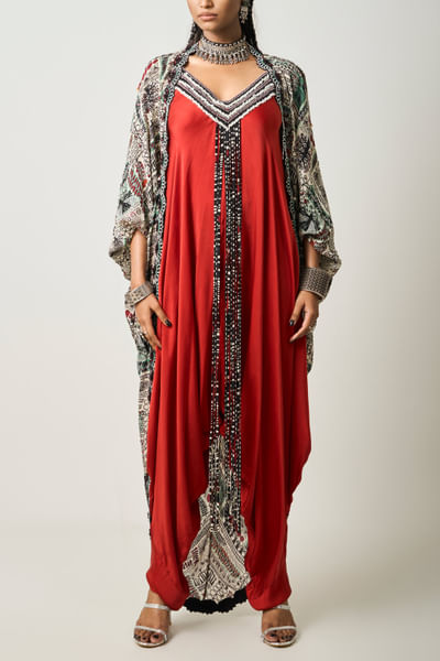 Off white gather cape and sack dress