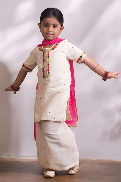 Off-white mukaish work sharara set