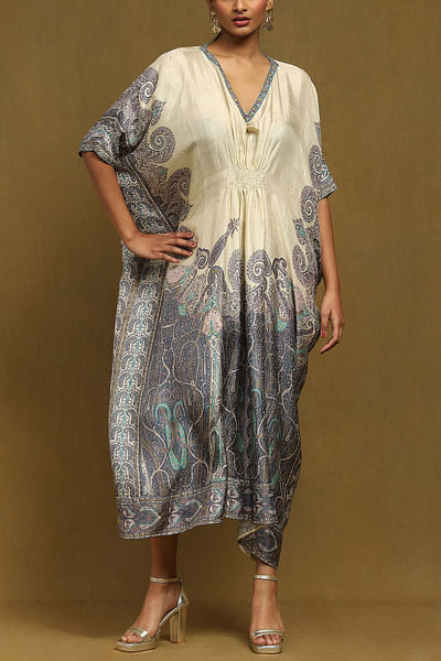 Off-white paisley printed kaftan dress