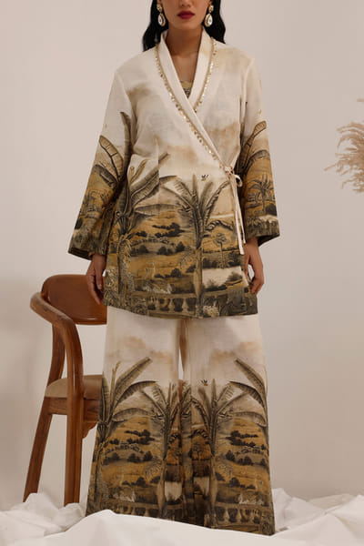 Off-white palm tree printed co-ord set