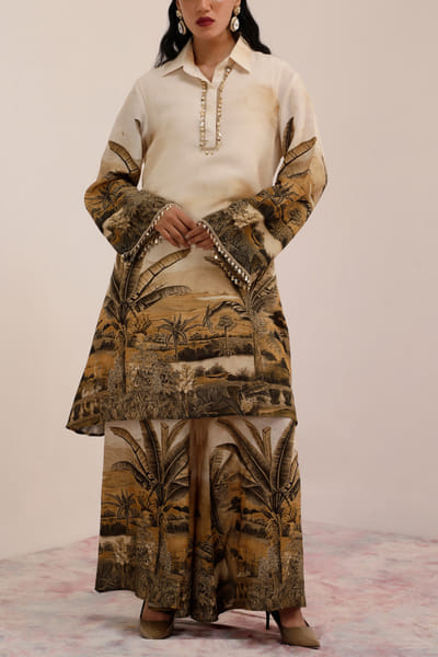 Off-white palm tree printed tunic set