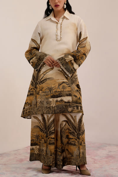 Off-white palm tree printed tunic set