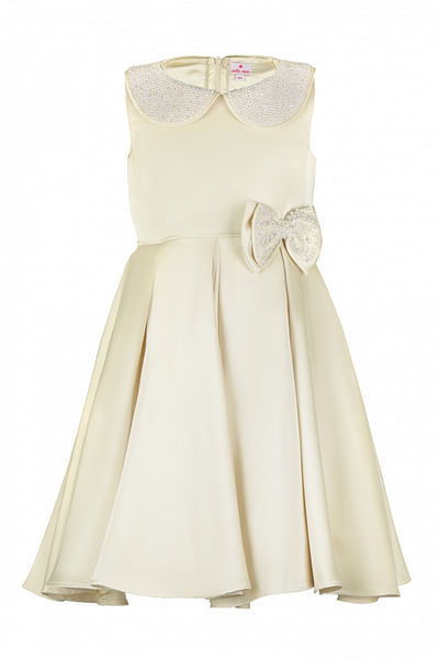 Off-white pearl embellished dress