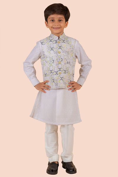 Off-white printed bandi and kurta set
