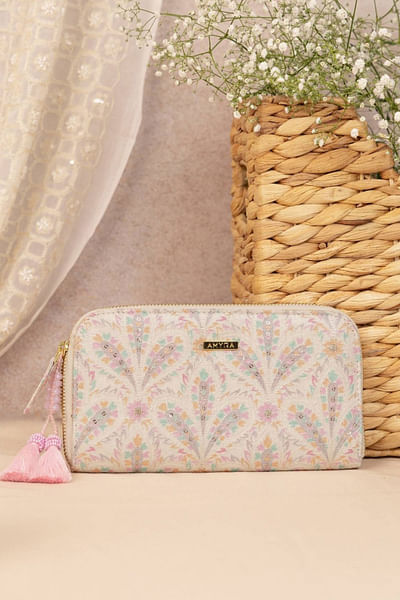 Off-white sequin embroidered wallet