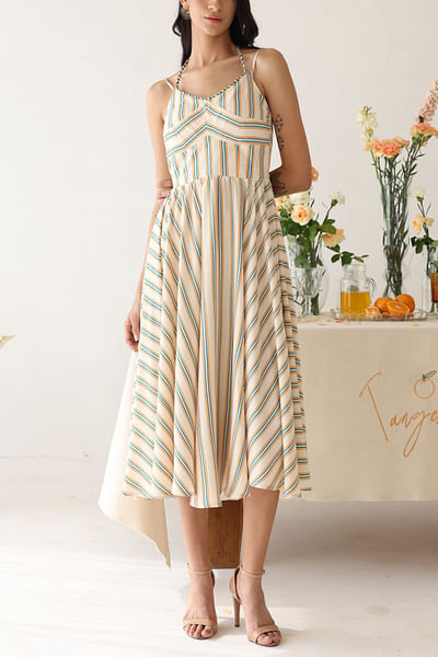 Off-white stripe printed midi dress