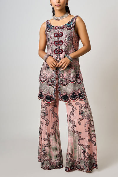 Old rose embroidered kurta set