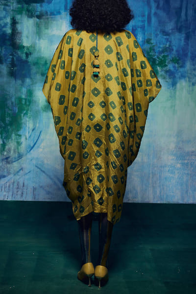 Capisvirleo Olive and teal shibori tie-dye kaftan set CAPNOVD210