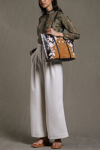 Olive floral and paisley printed short kurti