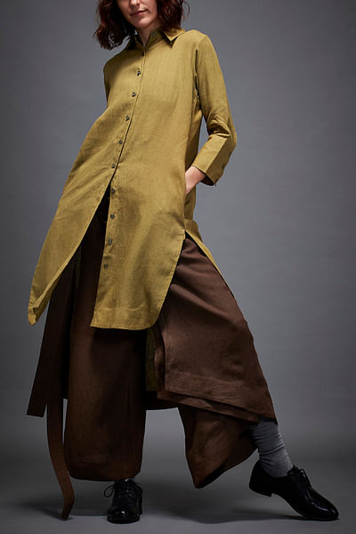 Olive high-low shirt