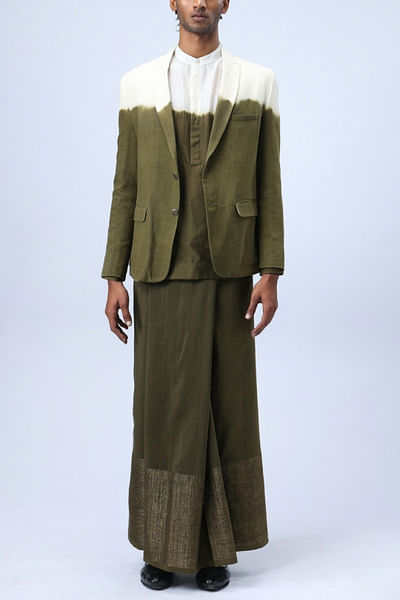 Olive natural dip dyed blazer set