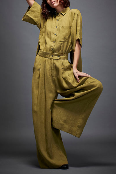 Olive shirt jumpsuit