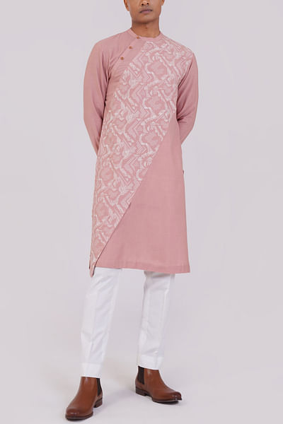 Onion Pink criss cross printed kurta set
