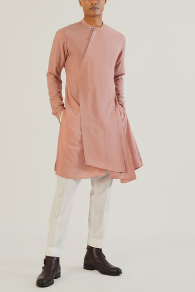 Onion pink draped kurta set