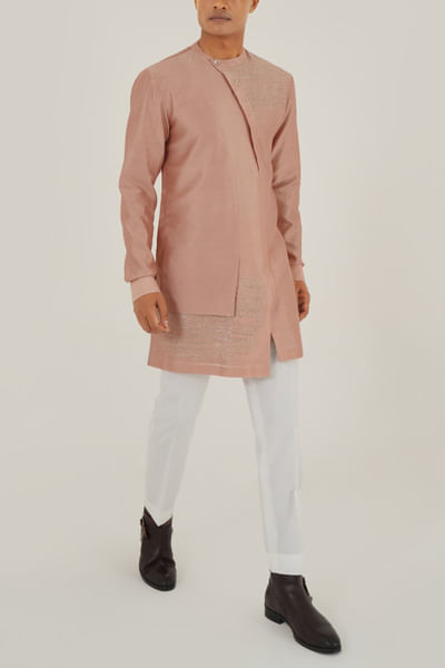 Onion pink layered kurta set