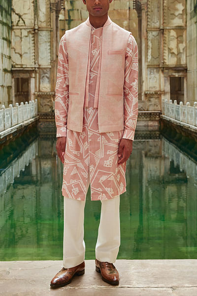 Onion pink thread embroidered jacket