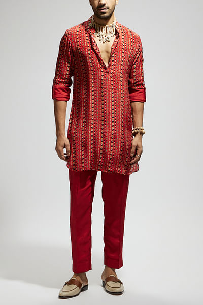 Orange boho printed kurta