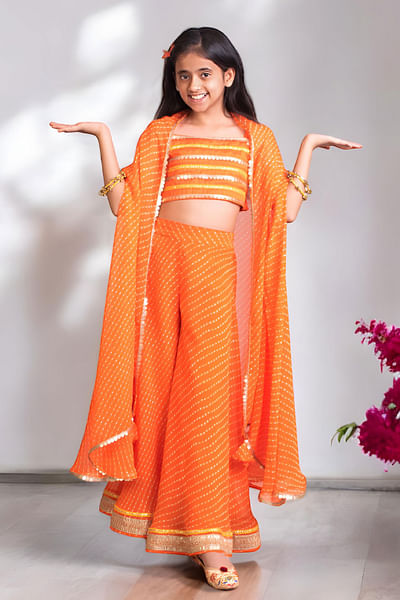 Orange cape and sharara set