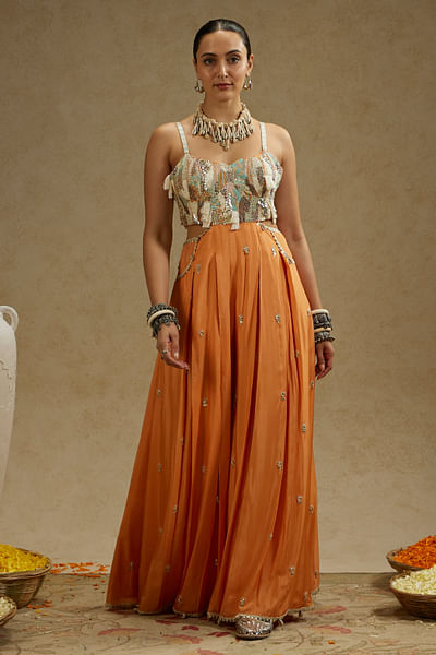 Orange embellished jumpsuit