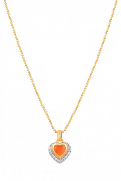 Orange heart carnelian pendant necklace