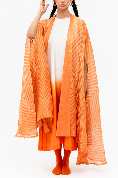 Orange ombre silk dress