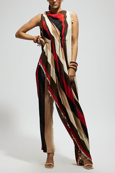 Orange stripe printed co-ords