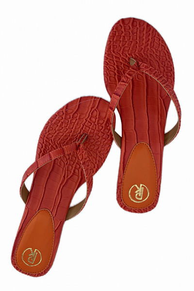 Orange textured flats
