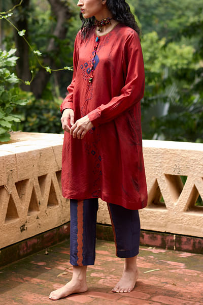 Orange tie-dye tunic set