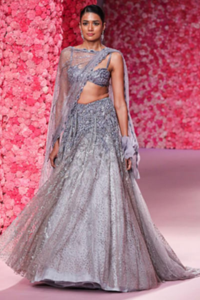 Pale lilac crystal embellished lehenga set