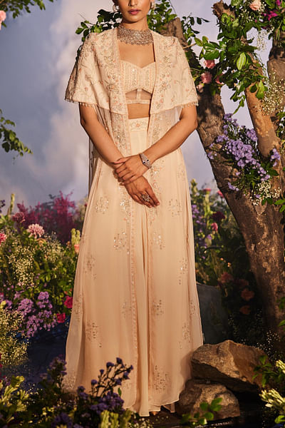 Peach cape and palazzo set