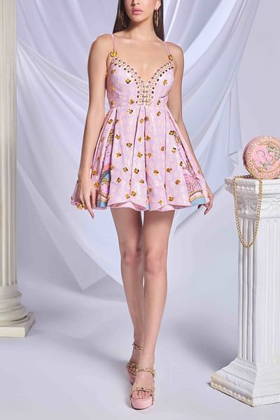 Peach embellished dress