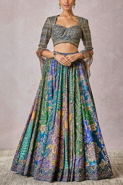 Peacock floral printed lehenga set