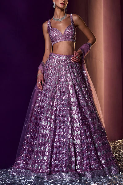 Periwinkle sequin embroidered lehenga set