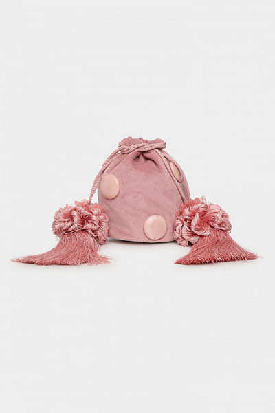 Pink 3D dot stone detail bucket bag