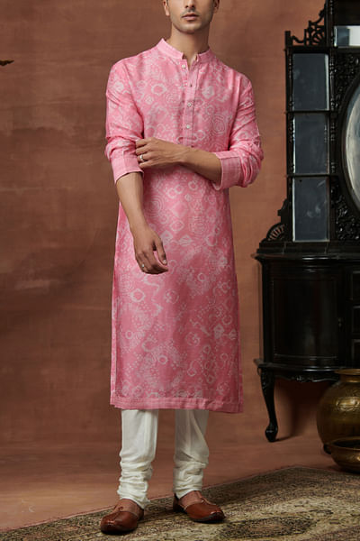 Pink bandhani printed kurta