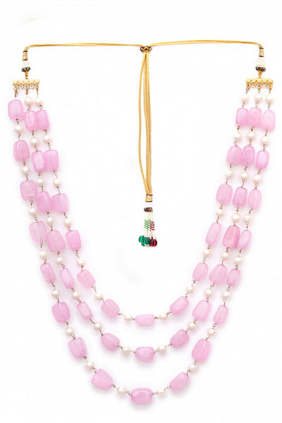 Pink bead and pearl layered necklace